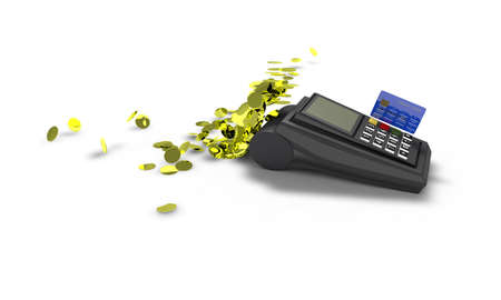 Credit card shopping on white, 3d render workingの写真素材