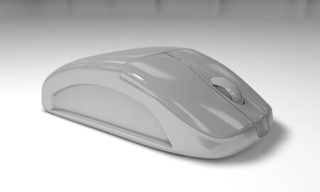 Mouse on white blur background, 3d rendering workingの写真素材