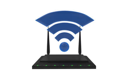 Modem wifi concept of background, 3d render workingの写真素材