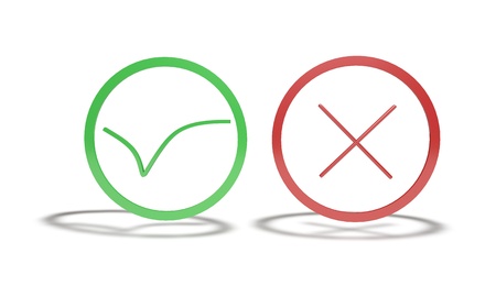 Ok and red on the white, 3d render workingの写真素材