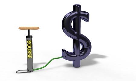 Bourse dollar concept on white, 3d renderの写真素材