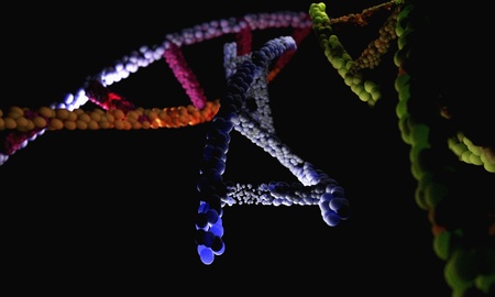 DNA molecules of background, 3d renderの写真素材