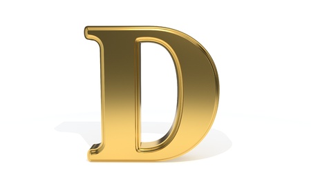 D gold colored alphabet, 3d renderの写真素材