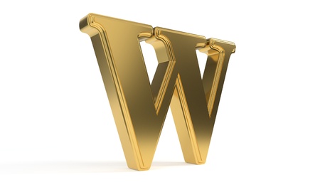 W gold romantic alphabet, 3d renderの写真素材