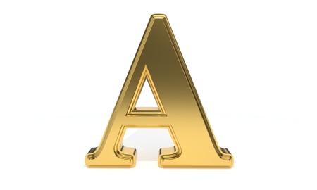 A gold colored alphabet, 3d renderの写真素材