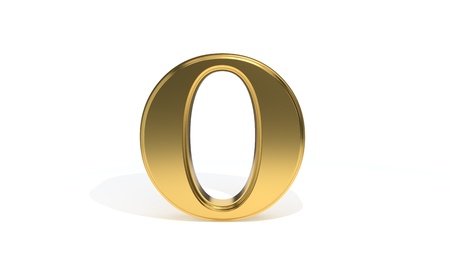 O gold colored alphabet, 3d renderの写真素材