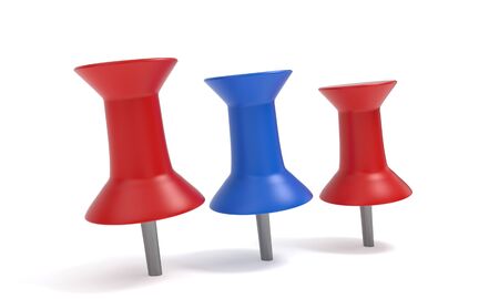 Colored Pins and selected concept, 3d renderの写真素材