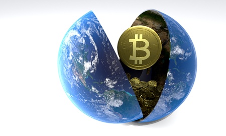 The accumulation of days Bitcoin World, 3d renderの写真素材