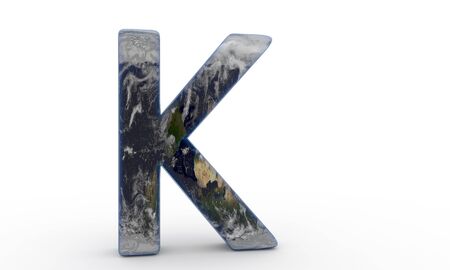 World plated letter K background paper, 3d renderの写真素材
