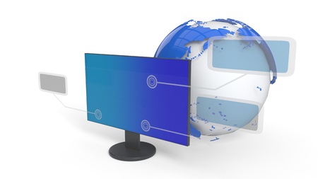 Computer and menus are subject to background, 3d renderingの写真素材