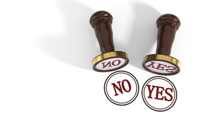 Yes and no votes stamp on white background, 3d render