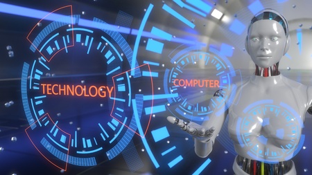 Computer technology concept background, 3d renderの写真素材