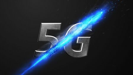 Crossfire Effects 5G on dark backgorund, 3D Rendering