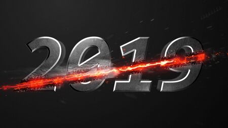 Crossfire Effects 2019 on dark backgorund, 3D Rendering