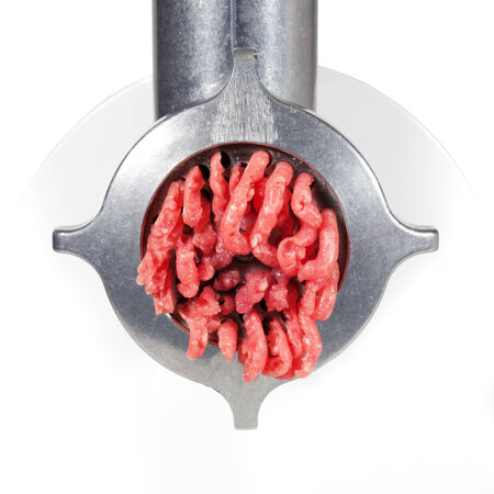 Mincer machine with fresh chopped meat の写真素材