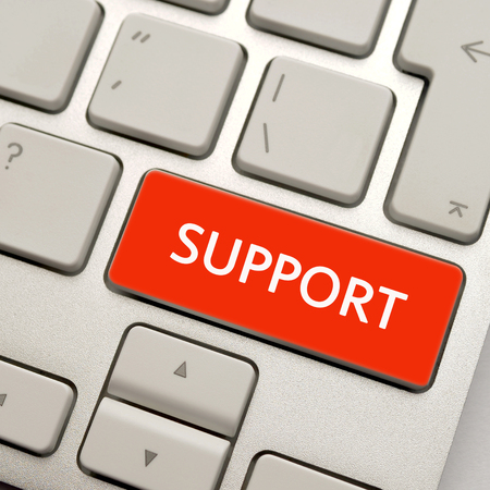 Keyboard with blue Support buttonの写真素材