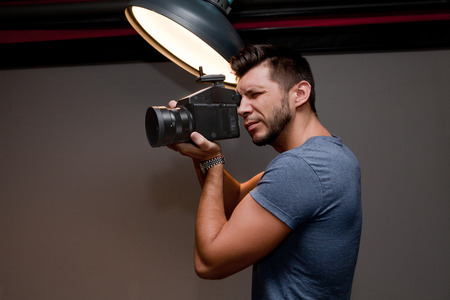 photographer with a medium format camera in the studioの写真素材