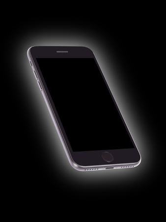 KIEV, UKRAINE - 30 November 2016: iPhone 7 black matte new Apple product isolated on black backgroundのeditorial素材