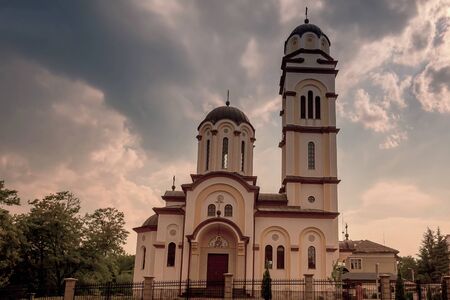 The Epiphany Church in Banja Luka in the eveningの写真素材