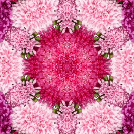 Decorative panel of asters in the form of a kaleidoscopeの写真素材