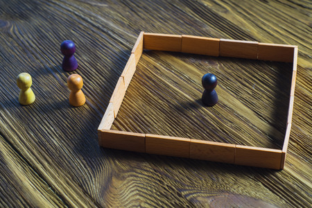The concept of misunderstanding, a barrier in relations, denial of society. Barriers between people, prejudice.の写真素材