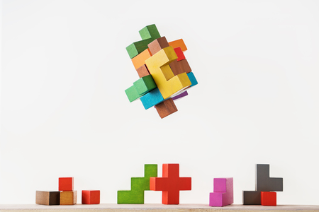 Colorful constructor, logic game, cubic mosaic. Design created by cubes.の写真素材