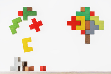 Colourful shapes of abstract brain for concept of idea and teamwork.の写真素材