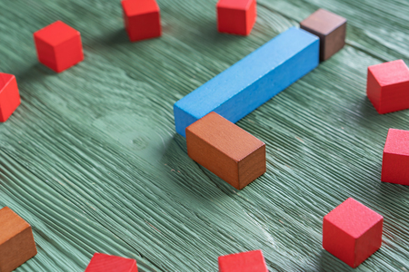 Colorful clock from wooden cubes.の写真素材