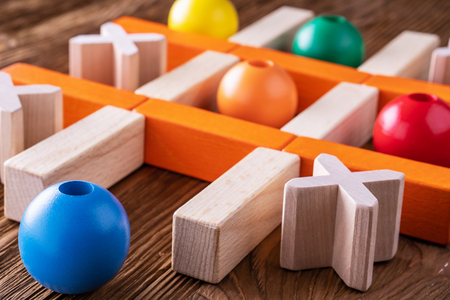 Wooden  tic tac toe (OX) game., The concept of strategy, risk, competition in business.の写真素材