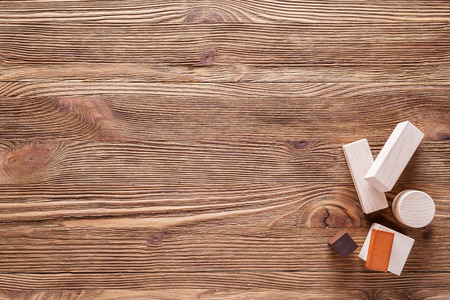 Brown rustic wooden background, top view.の写真素材