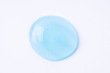 Transparent blue cosmetic sample texture with bubbles.の写真素材