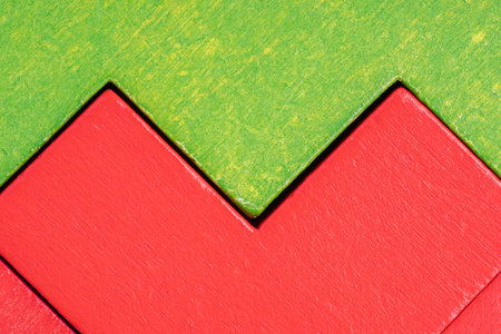 Abstract wooden background. Different shapes wooden blocks, macro shotの写真素材