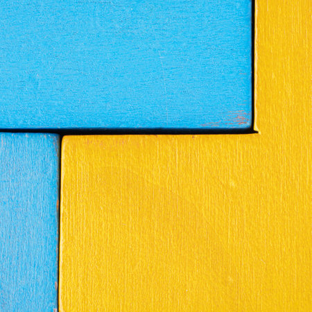 Abstract wooden background. Different shapes wooden blocks, macro shotの写真素材