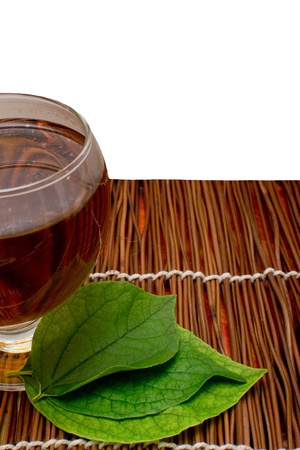 green tea in transparent cup の写真素材