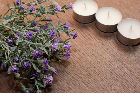 Candles and flowers の写真素材