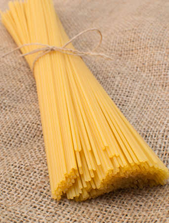 pasta on sacking の写真素材