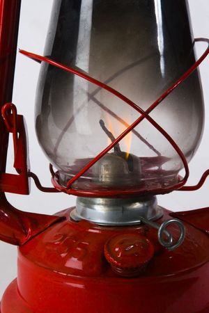 Red Oil Lamp on white groundの写真素材