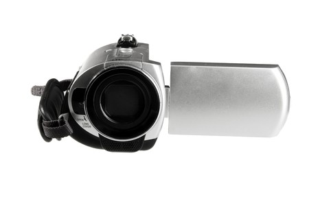 Manual  video camera on white ground