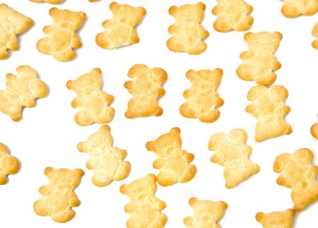 Background of yellow salty crackersの写真素材