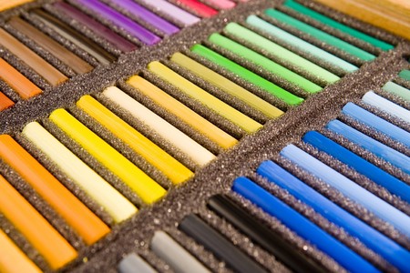 Soft pastels in black box