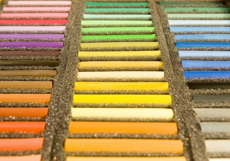 Soft pastels in black box