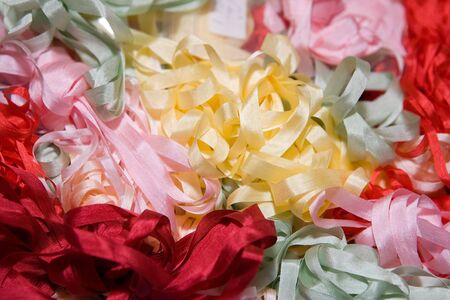 Background of decorative textile ribbonsの写真素材