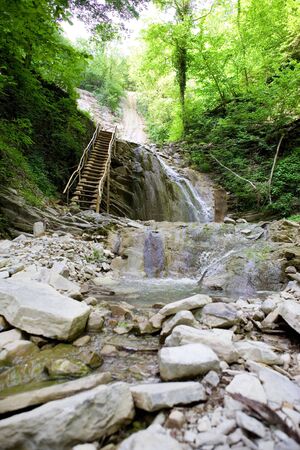 Wild and beautifull clear waterfallの写真素材
