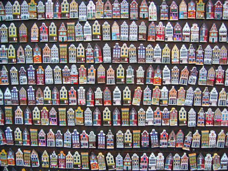 Miniature souvenirs of traditional dutch houses facadesの写真素材