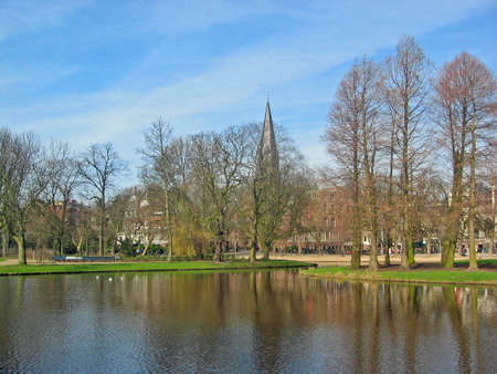 Lake in a Park in Amsterdamの写真素材