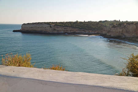 Coastal cliffs in Algarve, Portugalの写真素材