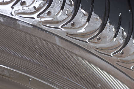 Wet tire closeup detail