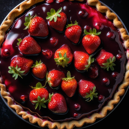 Delicious wild fruits tart, top shotの素材