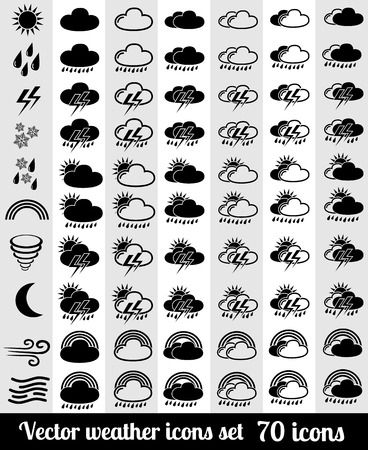 Vector weather icons set with 70 iconsのイラスト素材
