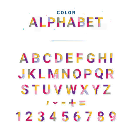 Creative font. Vector alphabet in color style.のイラスト素材